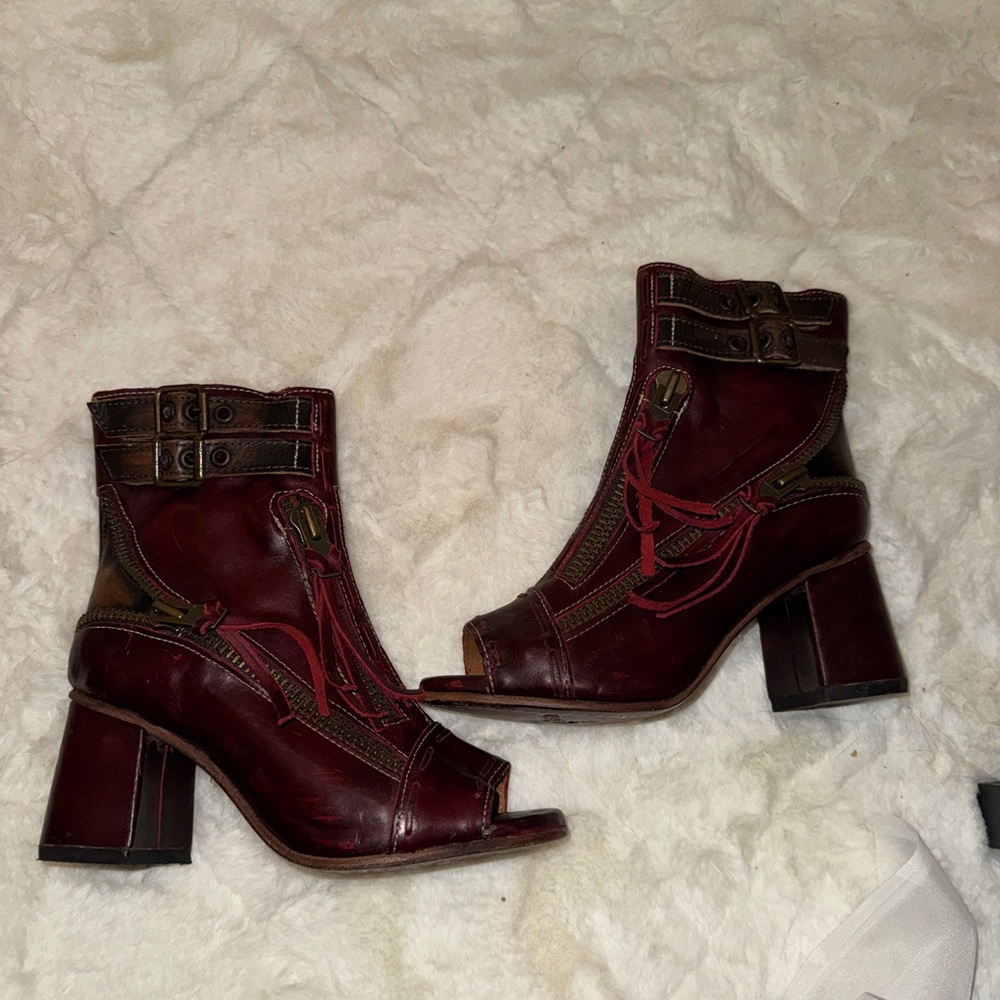 Freebird by Steven Red and Brown Ankle Booties. Never worn. “Zombie” boots